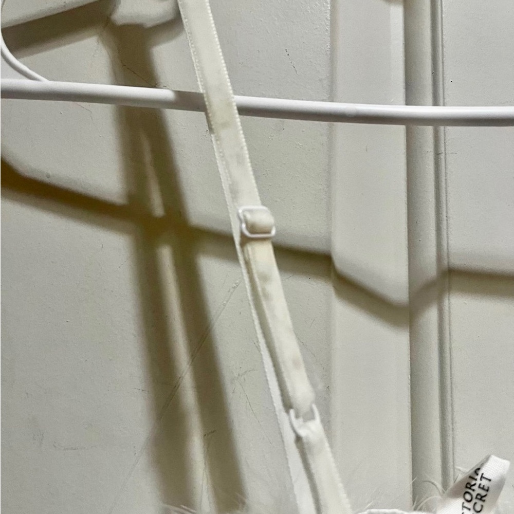 NWT Victoria's Secret Vintage Sexy White Mesh Bodysuit with Faux Feather Trim - Picture 10 of 15
